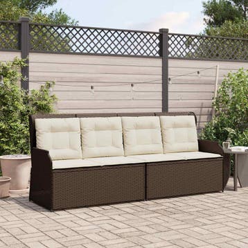vidaXL Tuinbank Zwart en Cream Wit poly rattan, Verzenden, Nieuw, Rotan