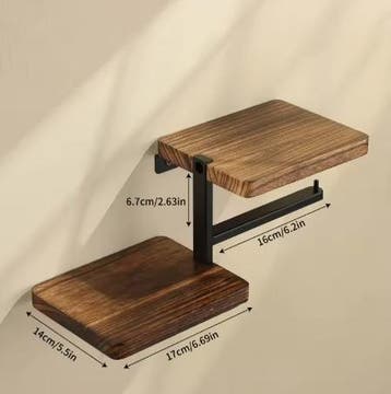 Houten Wand Toiletrolhouder met Metalen Beugel, Verzenden, Nieuw