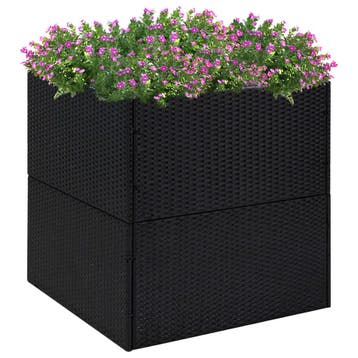 vidaXL Plantenbak 80x80x80 cm poly rattan zwart, Tuin en Terras, Bloembakken en Plantenbakken, Kunststof, Verzenden, Nieuw, 60 tot 100 cm