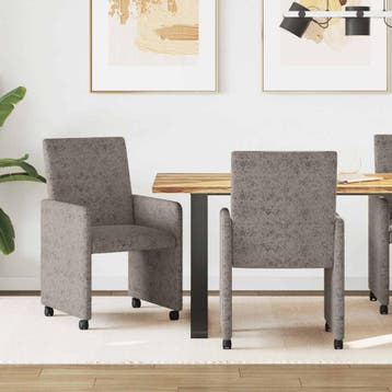 vidaXL Eetkamerstoelen met Wieltjes 2 st Faux suede leer, Huis en Inrichting, Stoelen, Verzenden, Nieuw