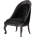 Koloniale dames-zetel massief ebbenhout ca 1800 met zwarte v, Ophalen of Verzenden