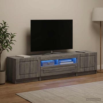vidaXL LED tv-meubel UTRECHT 3 st Grijs Sonoma Bewerkt hout, Minder dan 50 cm, Verzenden, Nieuw, Minder dan 100 cm