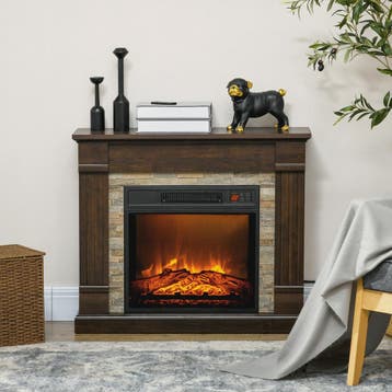 HOMCOM Elektrische Sfeerhaard met Vlam Effect - Donkerbruin, Verzenden, Nieuw