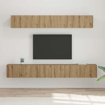 vidaXL Tv-meubelset 5 st Artisan Eiken Bewerkt hout, Minder dan 50 cm, Verzenden, Nieuw, Minder dan 100 cm