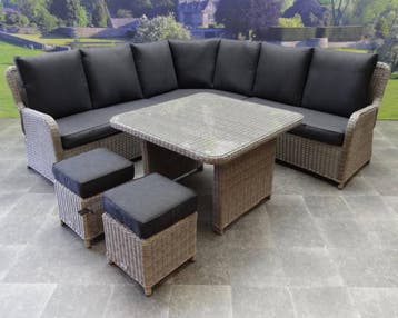 Bilbao hoek dining loungeset 6 delig grijs, Ophalen of Verzenden, Nieuw, Wicker