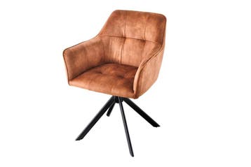 Design stoel LOFT koperbruin fluweel draaibaar zwart metalen, Huis en Inrichting, Stoelen, Ophalen of Verzenden, Nieuw