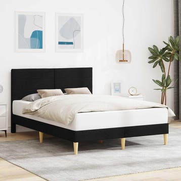vidaXL Bedframe met hoofdeinde Zwart 120 x 200 cm Stof, Huis en Inrichting, Verzenden, Zwart, Nieuw, Twijfelaar