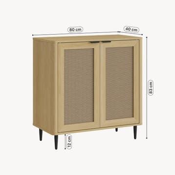 Commode Lukhomso 83x80x40 cm eikenkleurig en zwart [en.casa], Verzenden, Nieuw