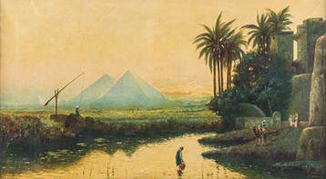 Erminio Kremp (1860 - 1936) - Le Piramidi di Giza al