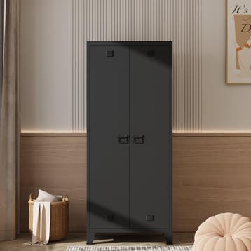 [en.casa] Metalen kast Hankasalmi 180x90x40 cm zwart, Verzenden, Nieuw