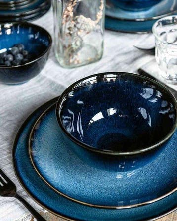 vtwonen - Kommen - Donkerblauw - Porselein - Ø 15.5cm 3 stu, Huis en Inrichting, Verzenden, Nieuw
