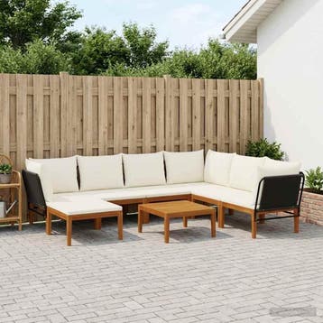 vidaXL 8 st Massief acaciahout & touw Naturel, Verzenden, Nieuw, 8 zitplaatsen