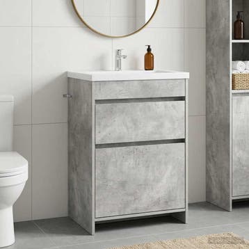 vidaXL Badkamer onder wastafel kast Betongrijs 56 x 37,5 x, Verzenden, Nieuw