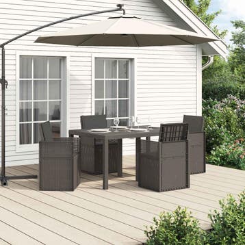 vidaXL Tuin eettafelset 5 st Lichtgrijs en antracietkleurig, Verzenden, Nieuw, Textileen, 5 zitplaatsen