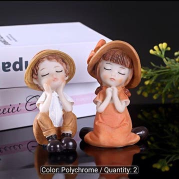 Adorable 2pcs/set of mini cute boy and girl decorations, boy