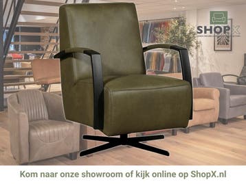 Leren draaifauteuil Mood - Granada Moss (olijf/groen) -, Nieuw, Ophalen of Verzenden, 50 tot 75 cm, Industrieel, Modern