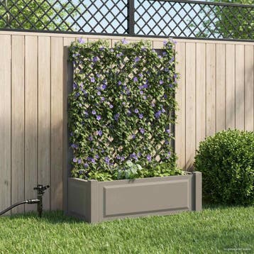 vidaXL Grote plantenbak met trellis PP Grijs, Verzenden, Nieuw
