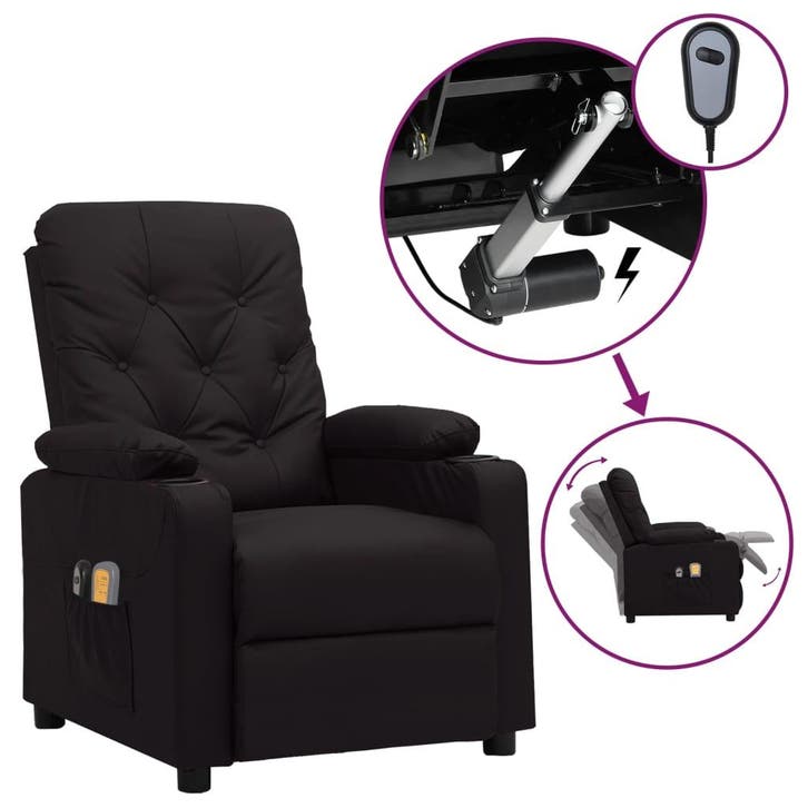 vidaXL Massagestoel elektrisch kunstleer zwart, Sport en Fitness, Massageproducten, Nieuw, Verzenden