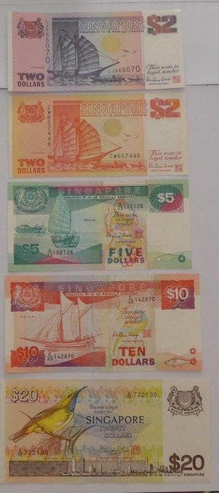 Singapore. - 5 banknotes - Various Dates (Zonder