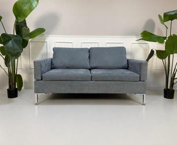 Brühl Alba Designbank Stof Blauw, Tweepersoons, Ophalen of Verzenden, Zo goed als nieuw, Rechte bank