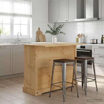 vidaXL Keukenopslag Honing Wax 112 x 70 x 91,5 cm Massief, Verzenden, Nieuw, Bruin