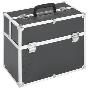 vidaXL Make-up koffer 38x23x34 cm aluminium zwart, Verzenden, Nieuw, Zwart