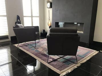 2 leren fauteuils met kruisframe - grijs leer, Ophalen of Verzenden, Nieuw, Leer