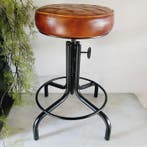 Verstelbare Lage kruk Tot Barkruk - Kruk - Vintage - Leder,