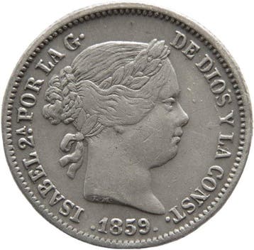 Spanje. Isabel II. Real Acuñado en Madrid en 1859 (Zonder