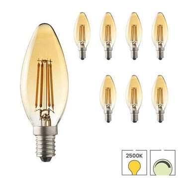 8x E14 LED lamp | Kaarslamp |  4W 2500K extra warm | Dimbaar, 30 tot 60 watt, Led-lamp, Verzenden, E14 (klein)