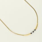Halsketting - 14 karaat Geel goud Saffier - Diamant, Sieraden, Tassen en Uiterlijk, Kettingen, Nieuw
