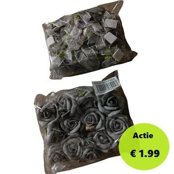 Mini Foam Roos Grijs Zelfklevend 2 cm Pak, Ophalen of Verzenden, Nieuw