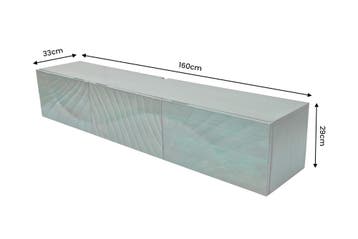 TV-bord SCORPION 160 cm 3D hangend mangohout turquoise -, Ophalen of Verzenden, Nieuw
