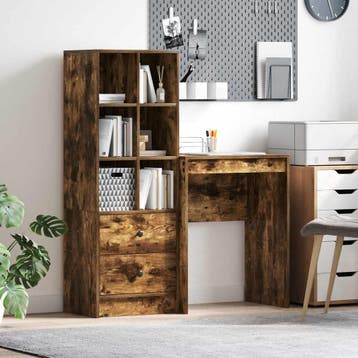 vidaXL Bureau Gerookt eiken 105,5 x 34 x 127 cm 2 st, Huis en Inrichting, Bureaus, Verzenden, Nieuw