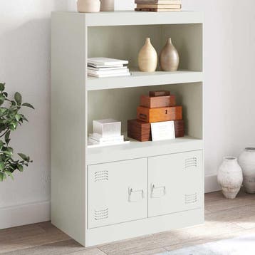 vidaXL Dressoir 67x39x107 cm staal wit, Verzenden, Nieuw, 50 tot 100 cm, Metaal