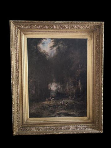 Franse school (XIX) - Paesaggio con figurr
