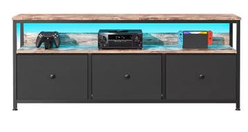 Dressoir met LED Verlichting en Stoffen Lades – 137 cm Breed, Verzenden, Nieuw