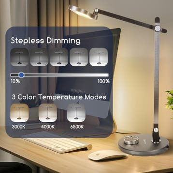 Bureaulamp - Tafellamp - Tafellamp slaapkamer - Zwart - Aigo, Verzenden, Zo goed als nieuw