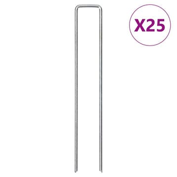 vidaXL Grondharingen 25 st U-vormig 20x4 cm gegalvaniseerd, Caravans en Kamperen, Verzenden, Nieuw