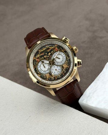 Heritor - Automatic Apostle - Day/Date - Brown/Gold - Zonder, Nieuw
