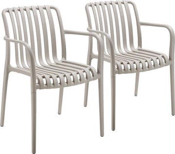 2dekans | tectake® Set van 2 Tuinstoelen Alcudia - Taupe -, Ophalen of Verzenden, Zo goed als nieuw