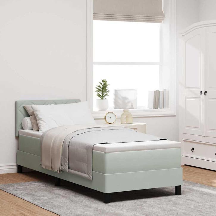 vidaXL Boxspringbed met matras Lichtgrijs 80 x 200 cm, Huis en Inrichting, Slaapkamer | Bedden, Nieuw, Stof, Verzenden