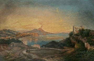 Europese school (XIX) - Veduta del Golfo di Napoli con il