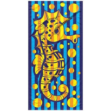 Strandlaken luxe jacquard Seahorse, Verzenden, Nieuw, Blauw