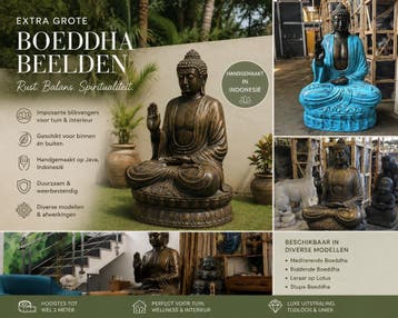 Imposante Grote Boeddha Beelden voor Tuin, Wellness & Interi, Steen/keramiek, Nieuw, Meerkleurig, Verzenden