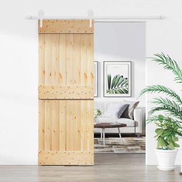 vidaXL Schuifdeur 80 x 210 cm Massief Grenenhout, Verzenden, Nieuw