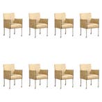 Set van 8 Leren eetkamerstoelen More - Kenia Taupe, Ophalen of Verzenden, Nieuw, Leer, Vijf, Zes of meer stoelen
