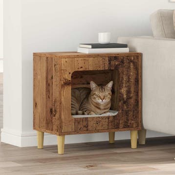 vidaXL Kattenhuis Oud hout 51 x 30 x 52 cm Bewerkt hout, Dieren en Toebehoren, Verzenden, Nieuw