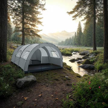 Tunneltent Roskilde voor 6 personen - lichtgrijs/donkergrijs, Verzenden, Nieuw