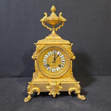 Tafelklok Napoleon III stijl - Verguld brons - 1850-1900 -, Antiek en Kunst, Antiek | Klokken